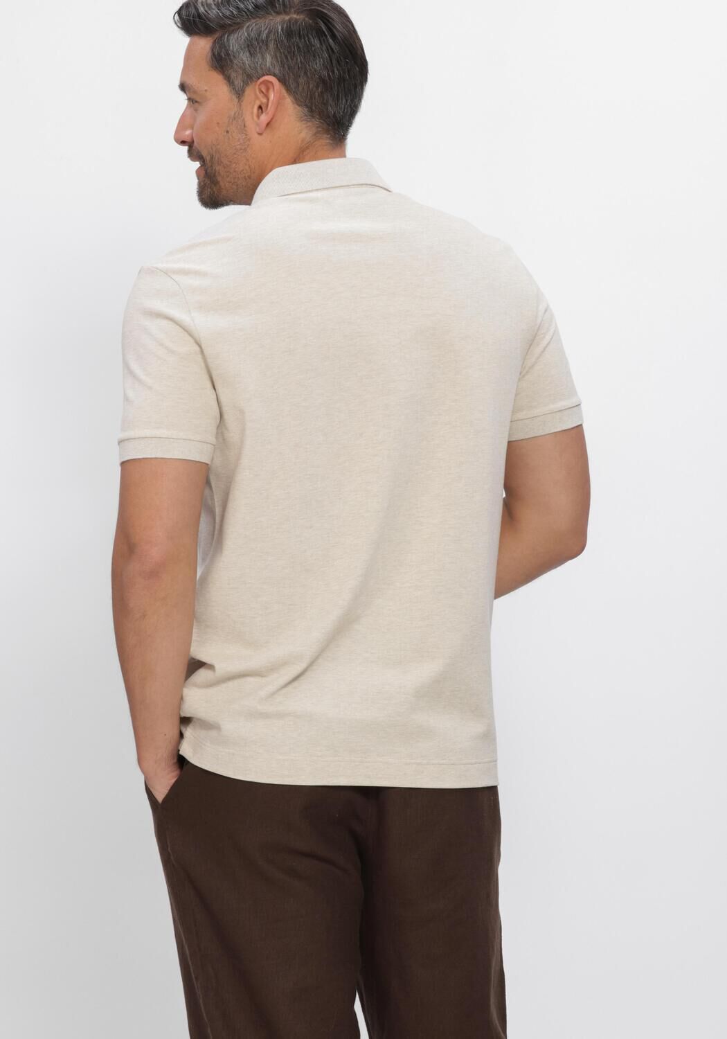 Beige LACOSTE Polo-Shirt REGULAR FIT COTTON BLEND POLO SHIRT - large