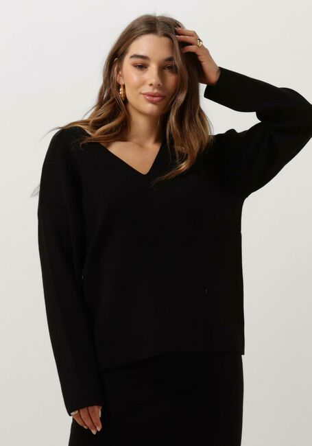 Schwarze OBJECT Pullover OBJREYNARD V-NECK PULLOVER - large