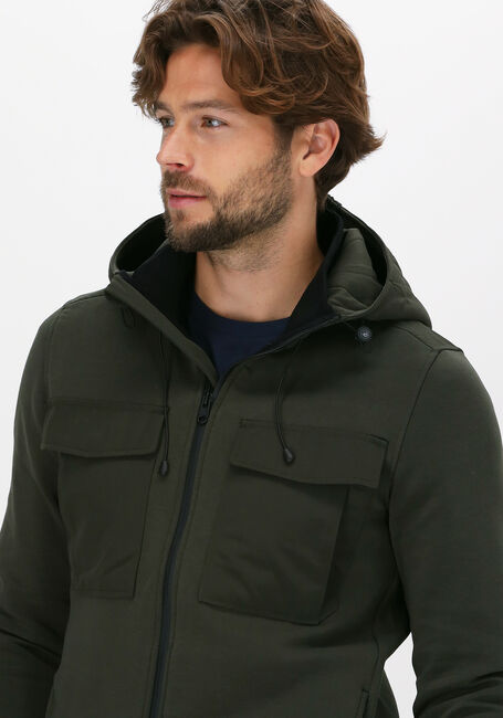Grüne CAST IRON Strickjacke HOODED SLIM FIT COTTON INTERLO - large
