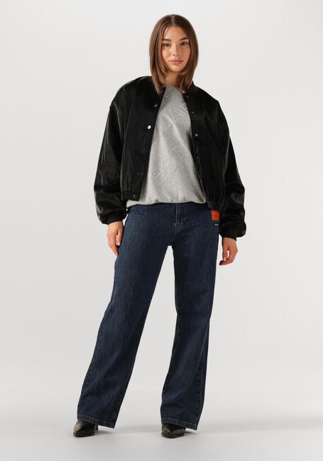 Schwarze ALIX THE LABEL Jack LADIES WOVEN VELVET LEATHER BOMBER - large