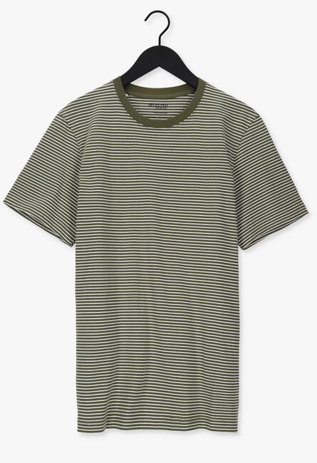 Olive SELECTED HOMME T-shirt SLHNORMAN180 STRIPE SS O-NECK  - large