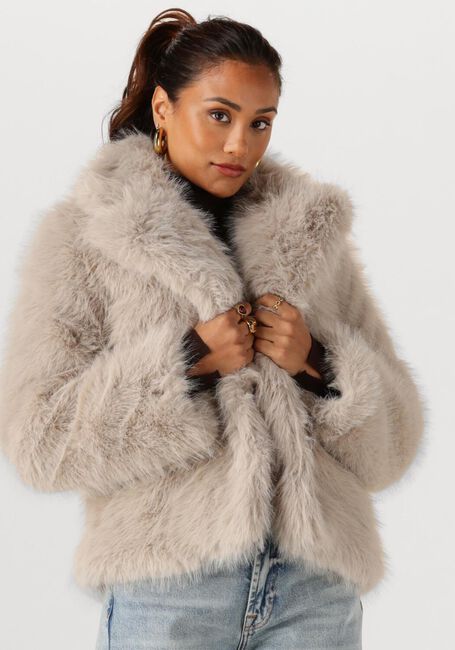 Beige OBJECT Fake-Fur-Jack OBJISADORA L/S LO HAIRY COAT - large