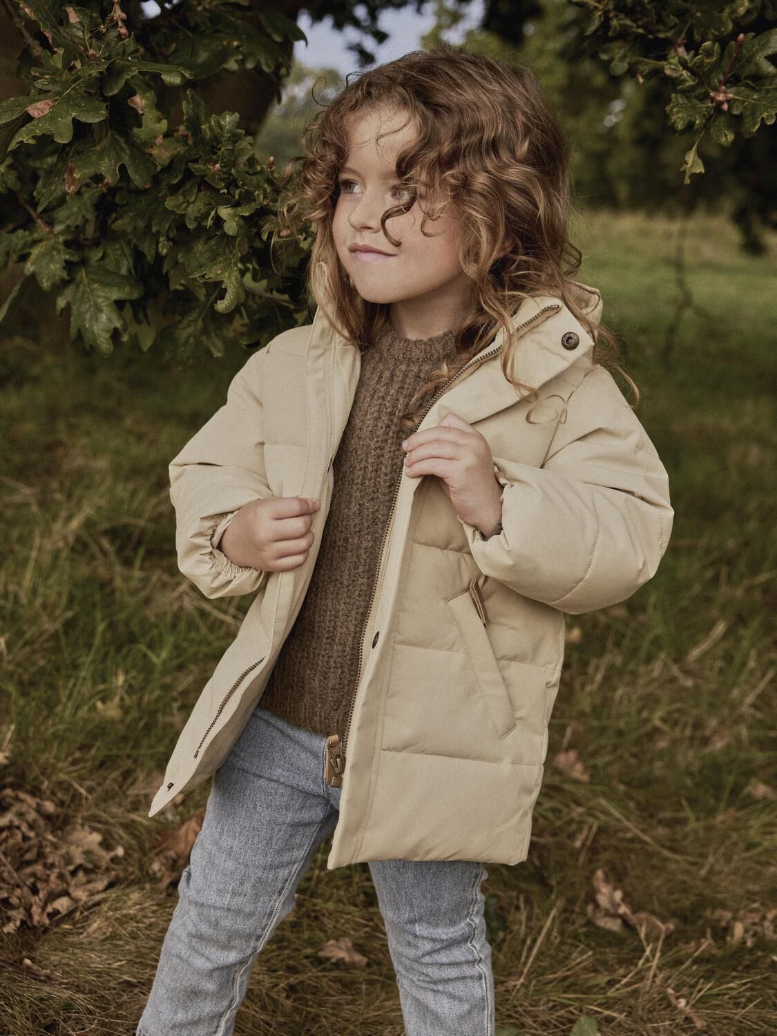 Beige LIL' ATELIER Wattierte Jack NMFLAMEDOW03 PUFFER LONG JKT FO LIL - large