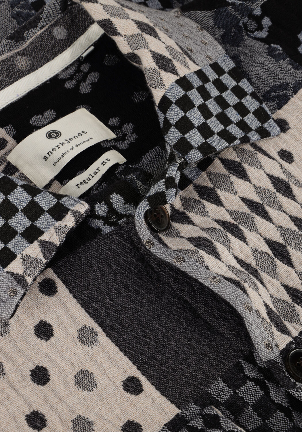 Blaue ANERKJENDT Overshirt AKOSCAR PATCHWORK OVERSHIRT - large