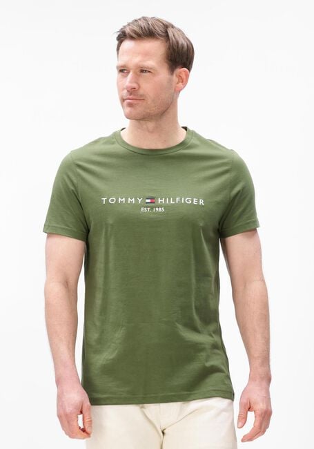 Olive TOMMY HILFIGER T-shirt TOMMY LOGO TEE - large