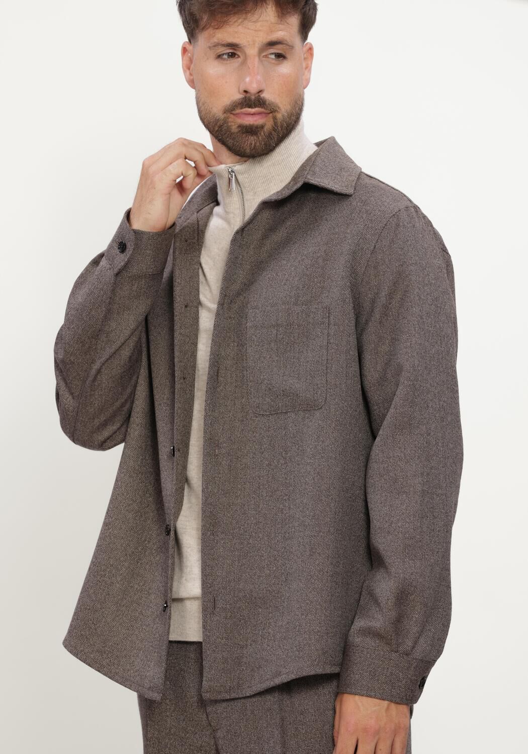 Braune PROFUOMO Overshirt OVERSHIRT MOULINE - large