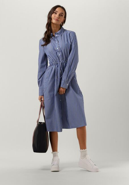 Blaue TOMMY HILFIGER Midikleid ORG CO STRIPE MIDI SHIRT DRESS - large