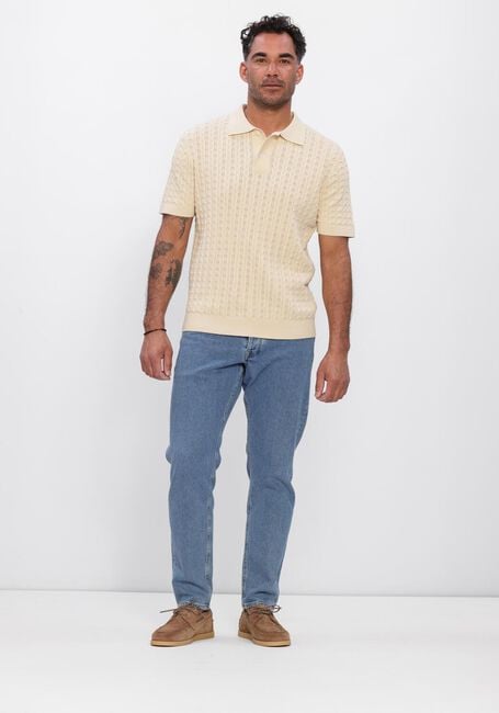 Ecru SELECTED MEN Polo-Shirt SLHMATTIS SS KNIT NEW CABLE  POLO - large