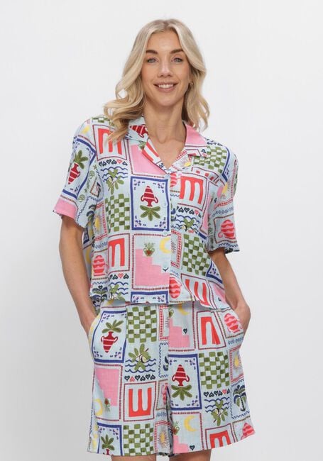 Mehrfarbige/Bunte OBJECT Blusen OBJEDIE S/S RE SHIRT - large