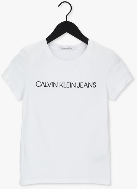 Weiße CALVIN KLEIN T-shirt CORE INSTIT LOGO SLIM FIT TEE - large