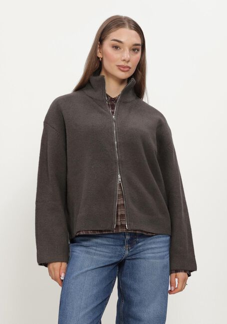 Braune NEO NOIR Strickjacke ASLEY ZIP KNIT CARDIGAN - large