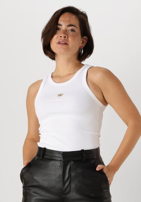 Weiße CALVIN KLEIN Top WOVEN LABEL RIB TANK TOP - large