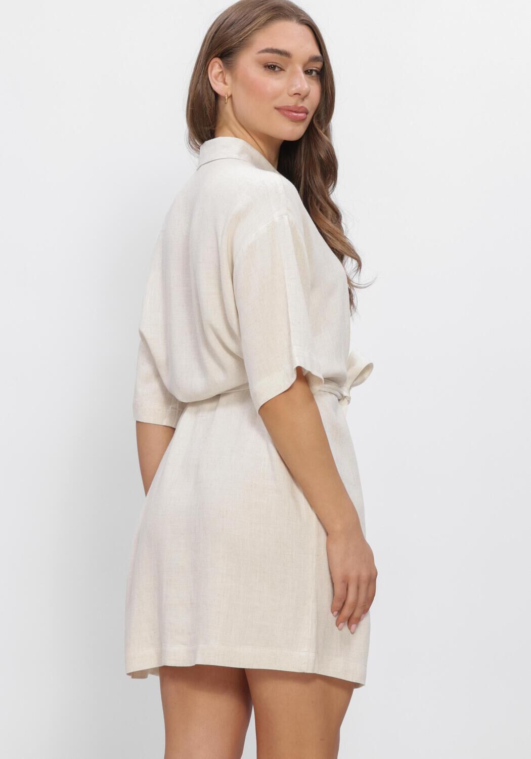 Beige OBJECT Minikleid OBJSANNE 2/4 LO SHIRT DRESS - large