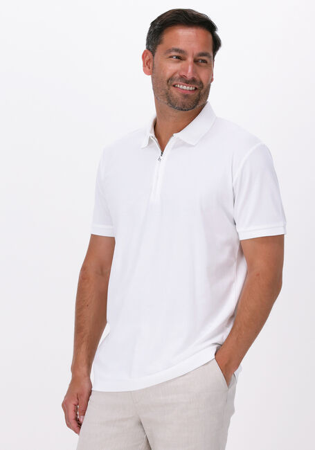 Weiße SELECTED HOMME Polo-Shirt SLHFAVE ZIP SS POLO B - large