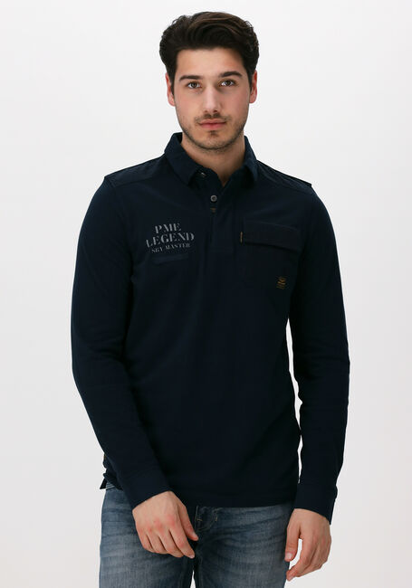 Dunkelblau PME LEGEND Casual-Oberhemd LONG SLEEVE POLO RUGGED PIQUE GARMENT DYE - large
