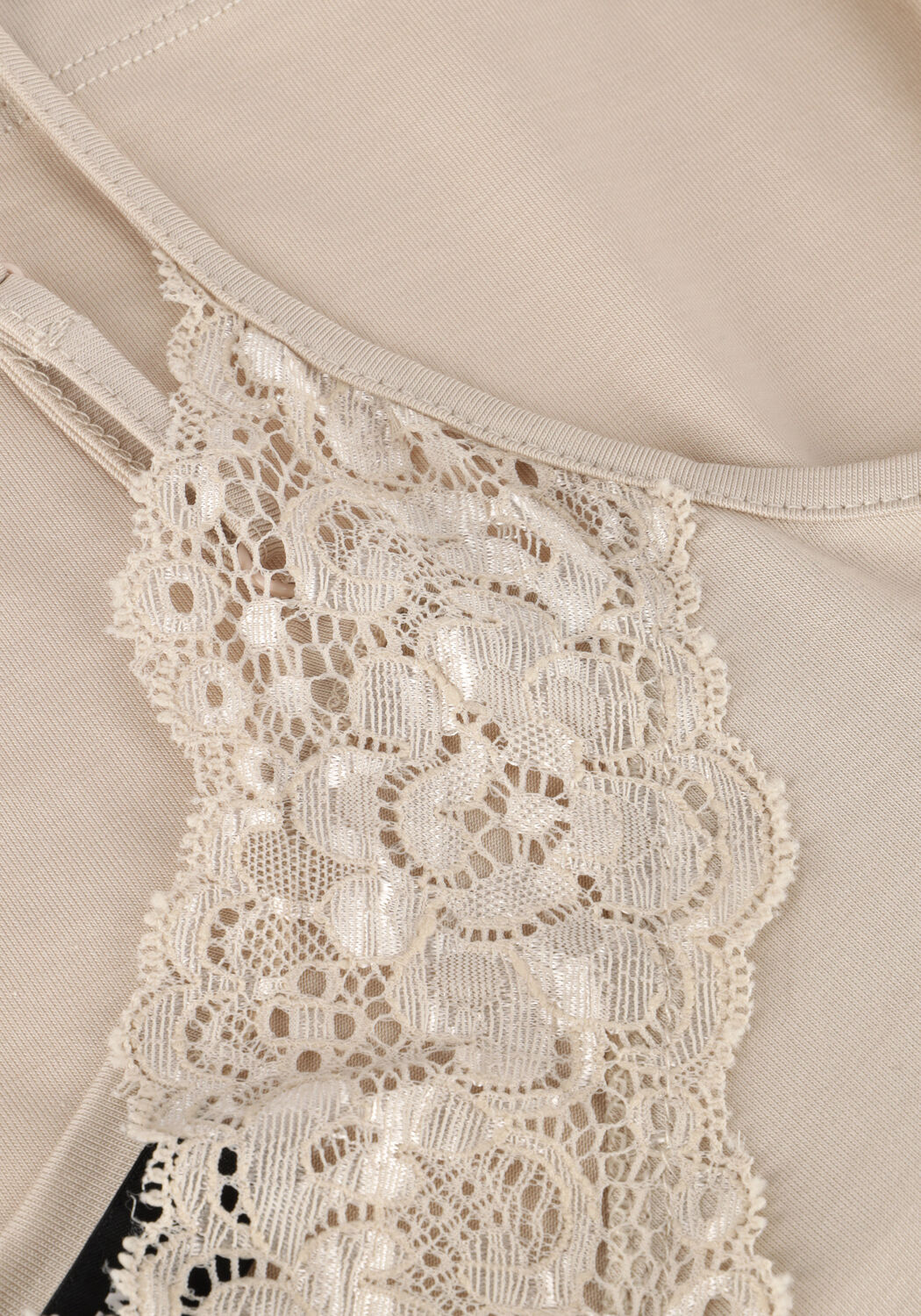 Beige JANSEN AMSTERDAM Top ALORA HEMDJE TC 103 SPAGHETTI WITH LACE - large