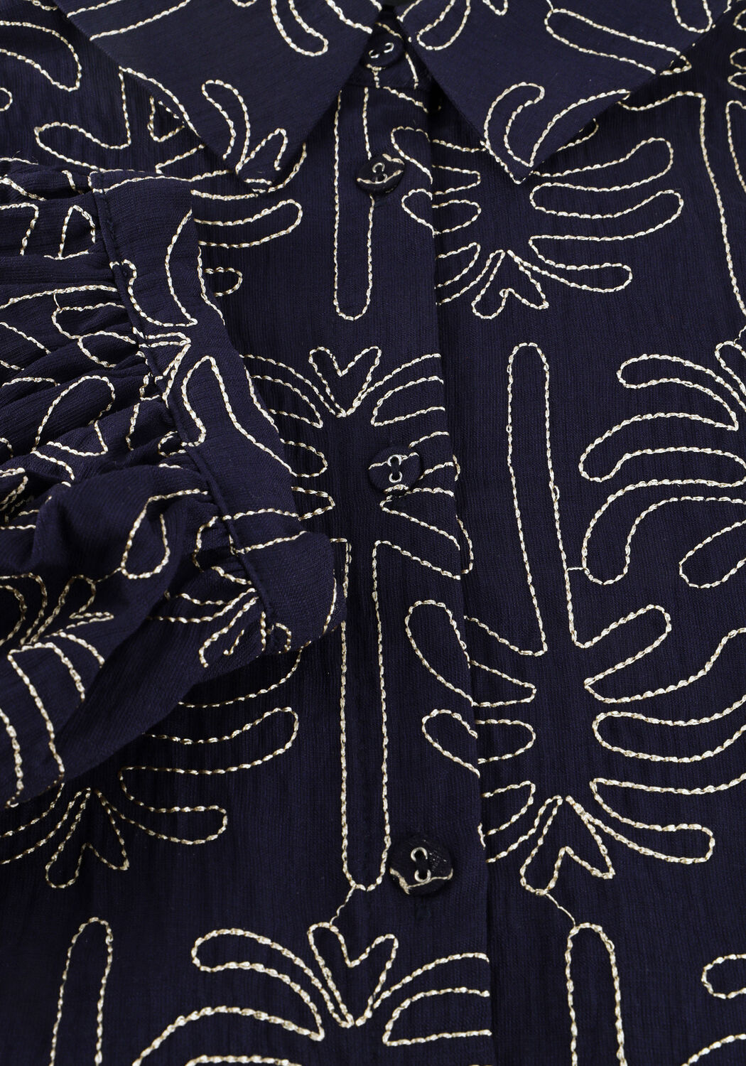 Dunkelblau JANSEN AMSTERDAM Blusen NURIA BLOUSE WPT 761 3/4 SLEEVE WIDE FIT - large