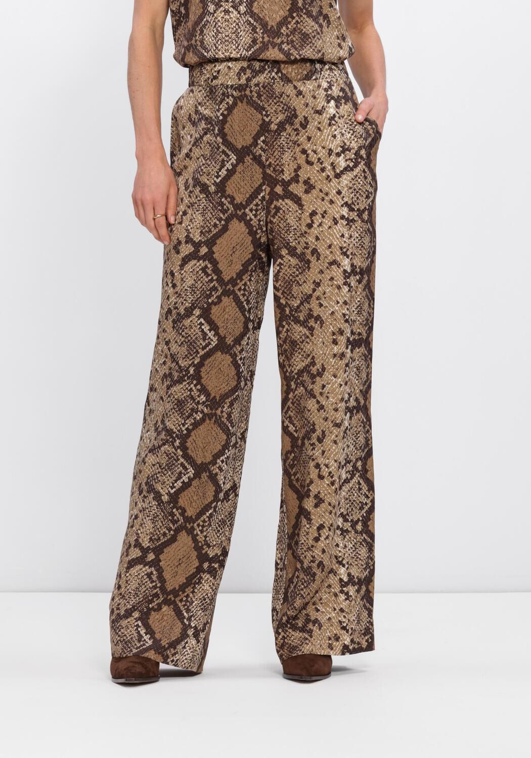 Braune STUDIO ANNELOES Weite Hose MIENKE SNAKE TROUSERS - large