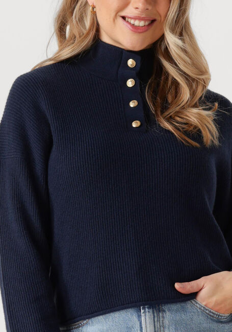 Blaue TOMMY HILFIGER Pullover GOLD BUTTON POLO LS SWEATER - large