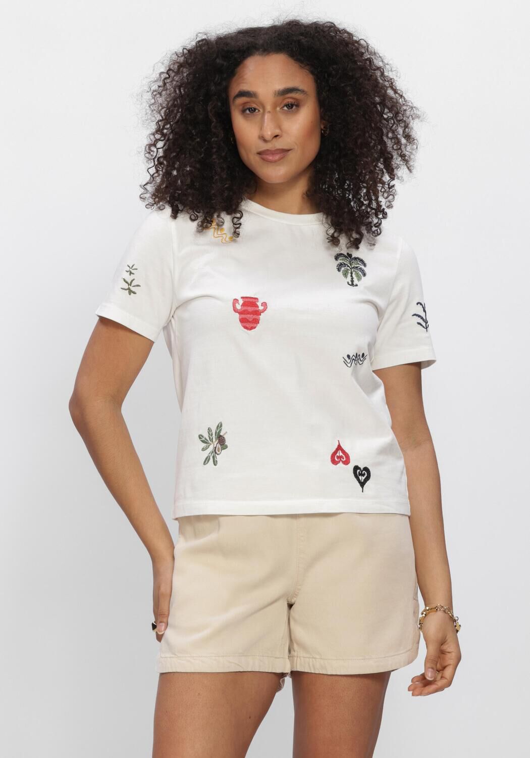 Wei&szlig;e OBJECT T-shirt OBJLUNAI 2/4 LO T-SHIRT - large