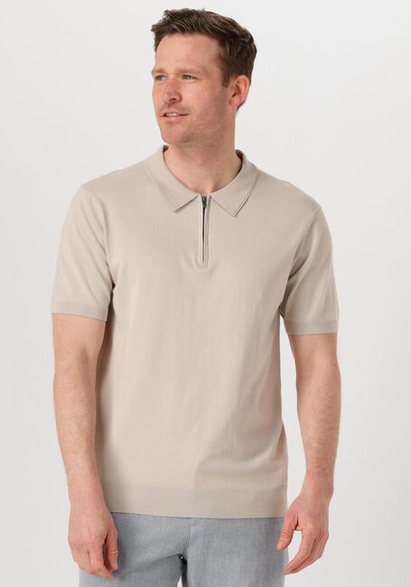 Beige PURE PATH Polo-Shirt REGULAR FIT POLO SS HALF ZIP KNITWEAR - large