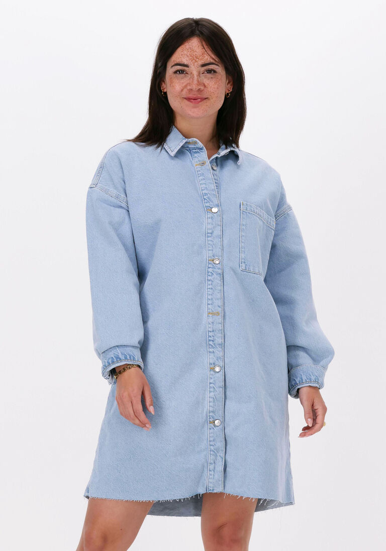 blaue na-kd minikleid raw edge denim dress