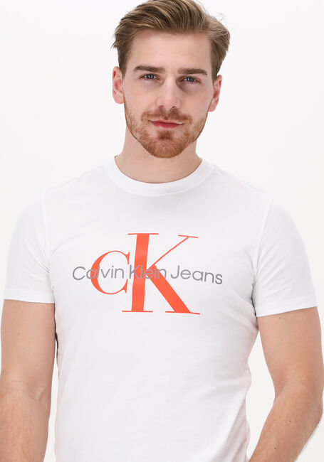 Weiße CALVIN KLEIN T-shirt SEASONAL MONOGRAM TEE - large