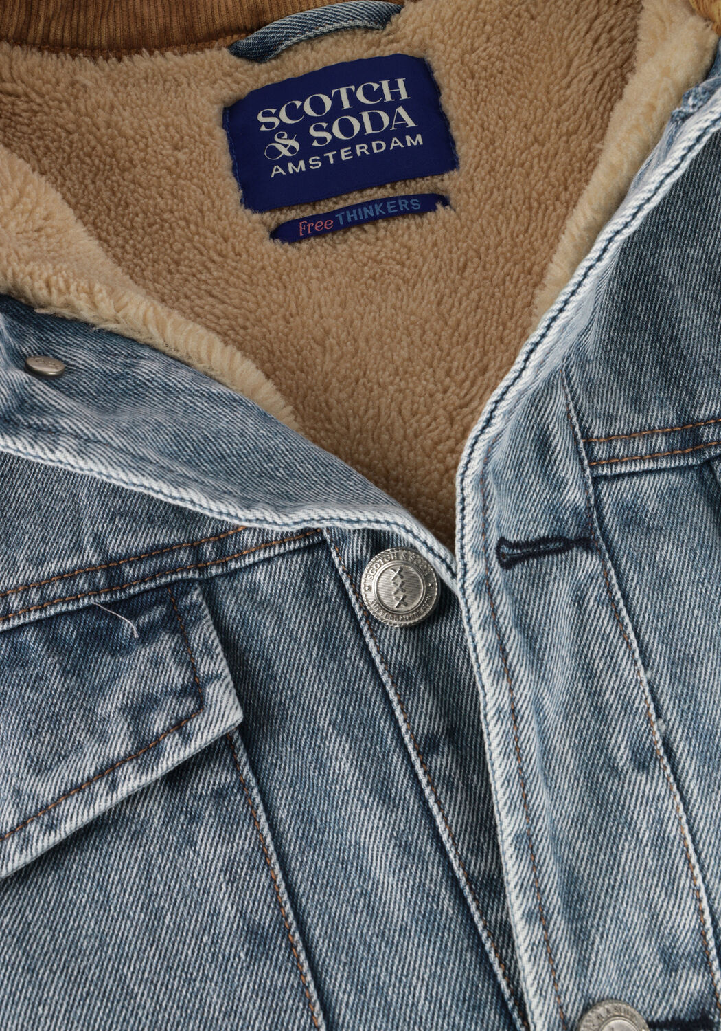 Blaue SCOTCH & SODA Jack CORD COLLAR INDIGO TEDDY JACKE - large