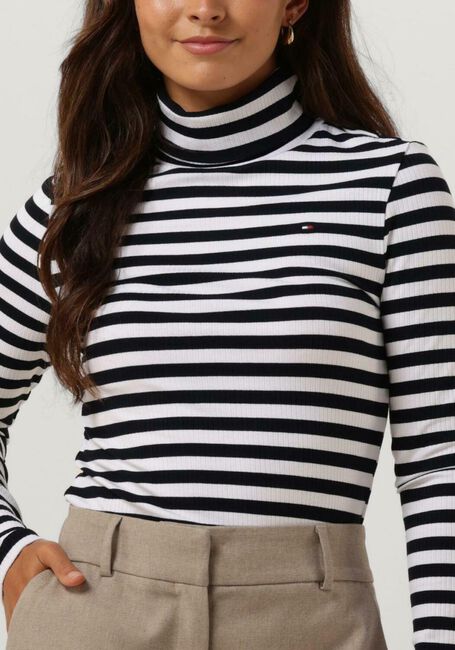 Schwarze TOMMY HILFIGER Rollkragenpullover SLIM 5X2 RIB ROLL-NK LS - large