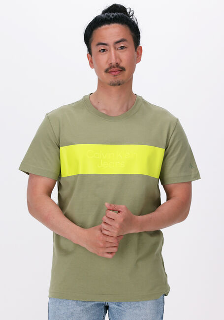Olive CALVIN KLEIN T-shirt BLOCKING INSTITUTIONAL TEE - large