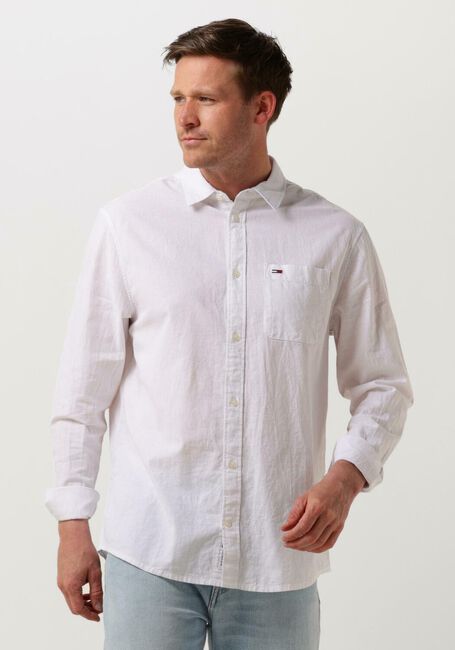 Weiße TOMMY JEANS Casual-Oberhemd TJM REG LINEN BLEND SHIRT - large