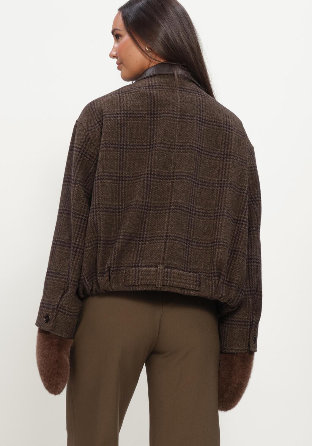Braune CO'COUTURE Jack OLVACC CHECK BALLOON JACKET - large