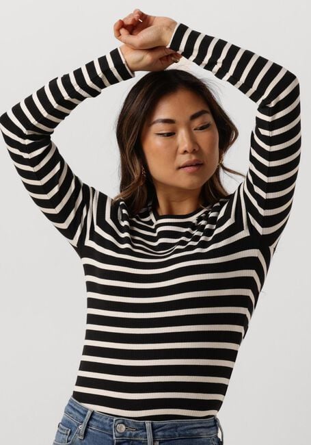 Schwarze TOMMY HILFIGER Tops & T-shirts SLIM 5X2 RIB STRIPE C-NK LS - large
