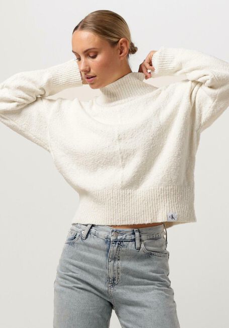 Nicht-gerade weiss CALVIN KLEIN Rollkragenpullover BOUCLE HIGH NECK SWEATER - large