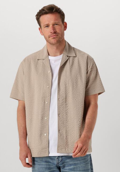 Beige SELECTED HOMME Casual-Oberhemd SLHRELAXED-ACE SEERSUCKER SS SHIRT - large