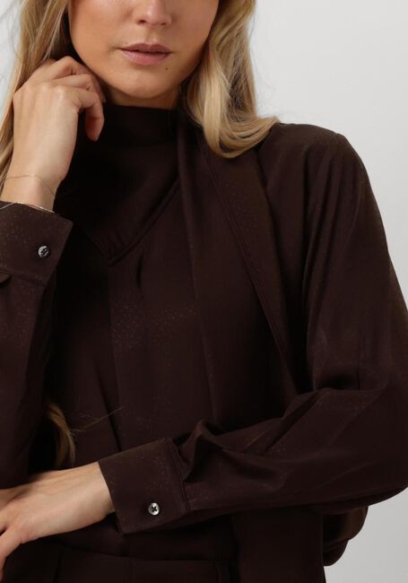 Braune VANILIA Blusen BOW SATIN BLOUSE - large