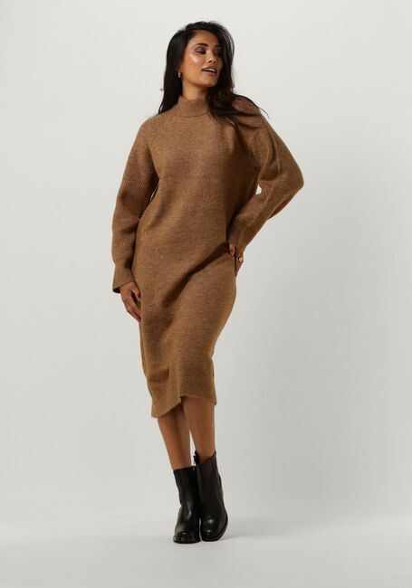 Braune SELECTED FEMME Midikleid SLFRENA LS HIGH NECK KNIT DRESS - large
