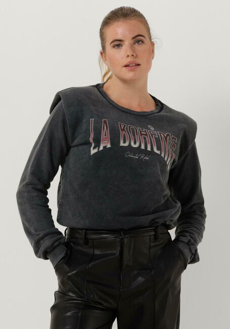 Graue COLOURFUL REBEL Sweatshirt LA BOHEME ACID WASH PADDED SHOULDER SWEAT - large