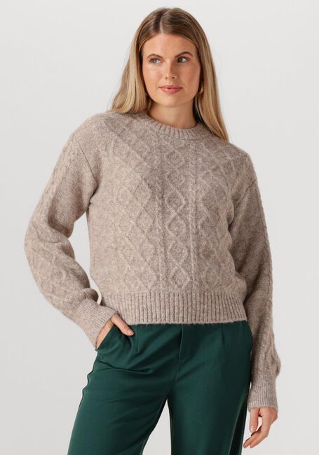 Beige OBJECT Pullover OBJSAGGIA LO CABLE KNIT PULLOVER DIV - large