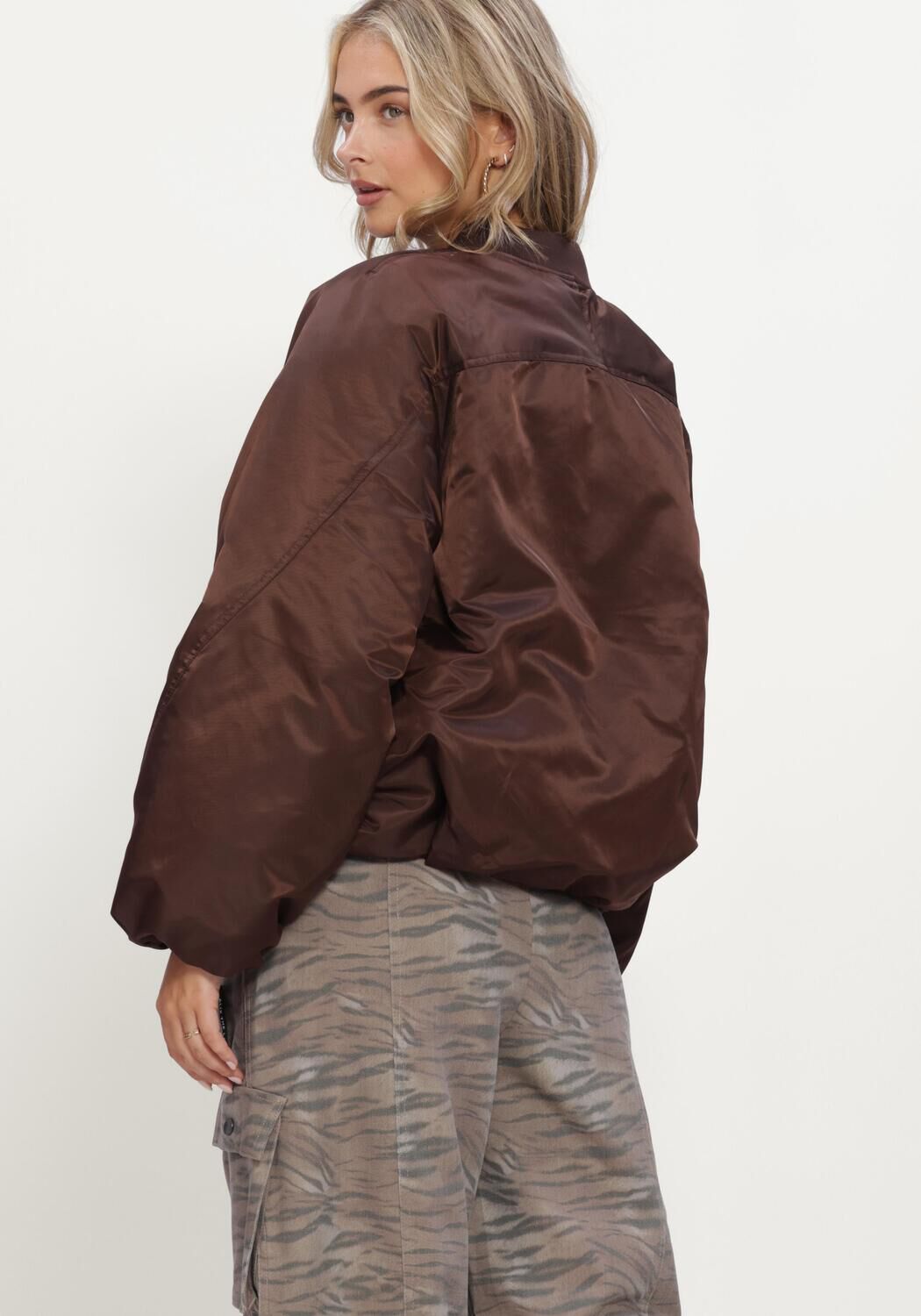 Braune ALIX THE LABEL Jack LADIES WOVEN NYLON JACKET - large