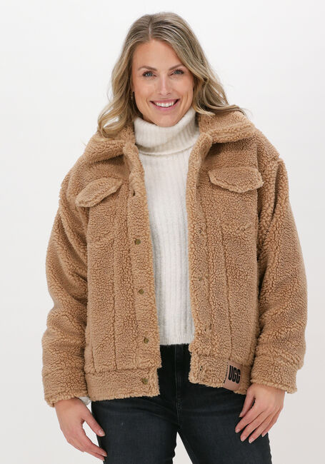 Camelfarbene UGG Teddy-Jacke W FRANKIE SHERPA TRUCKER JACKE - large