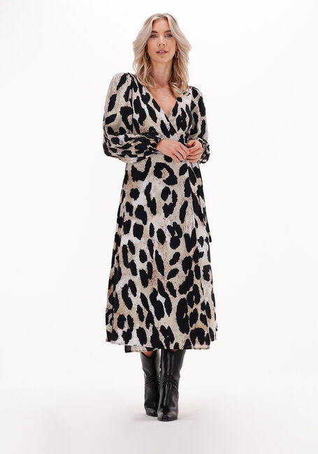 Braune OBJECT Midikleid LEONORA L/S WRAP MIDI DRESS - large
