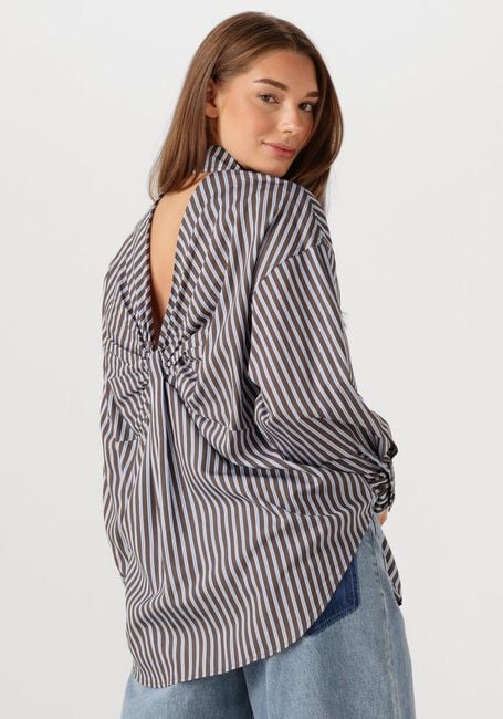 Braune HAUTE L'AMITIÉ Blusen MELVIN STRIPE TWIST BOW SHIRT - large