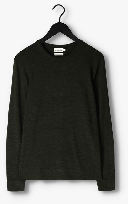 Olive CALVIN KLEIN Sweatshirt SUPERIOR WOOL CREW NECK SWEATER - large