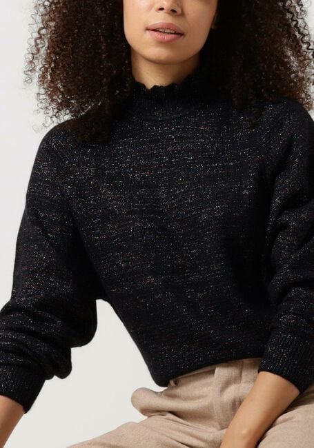 Braune SCOTCH & SODA Pullover RUFFLED HIGH-NECK LUREX PULLOVER - large