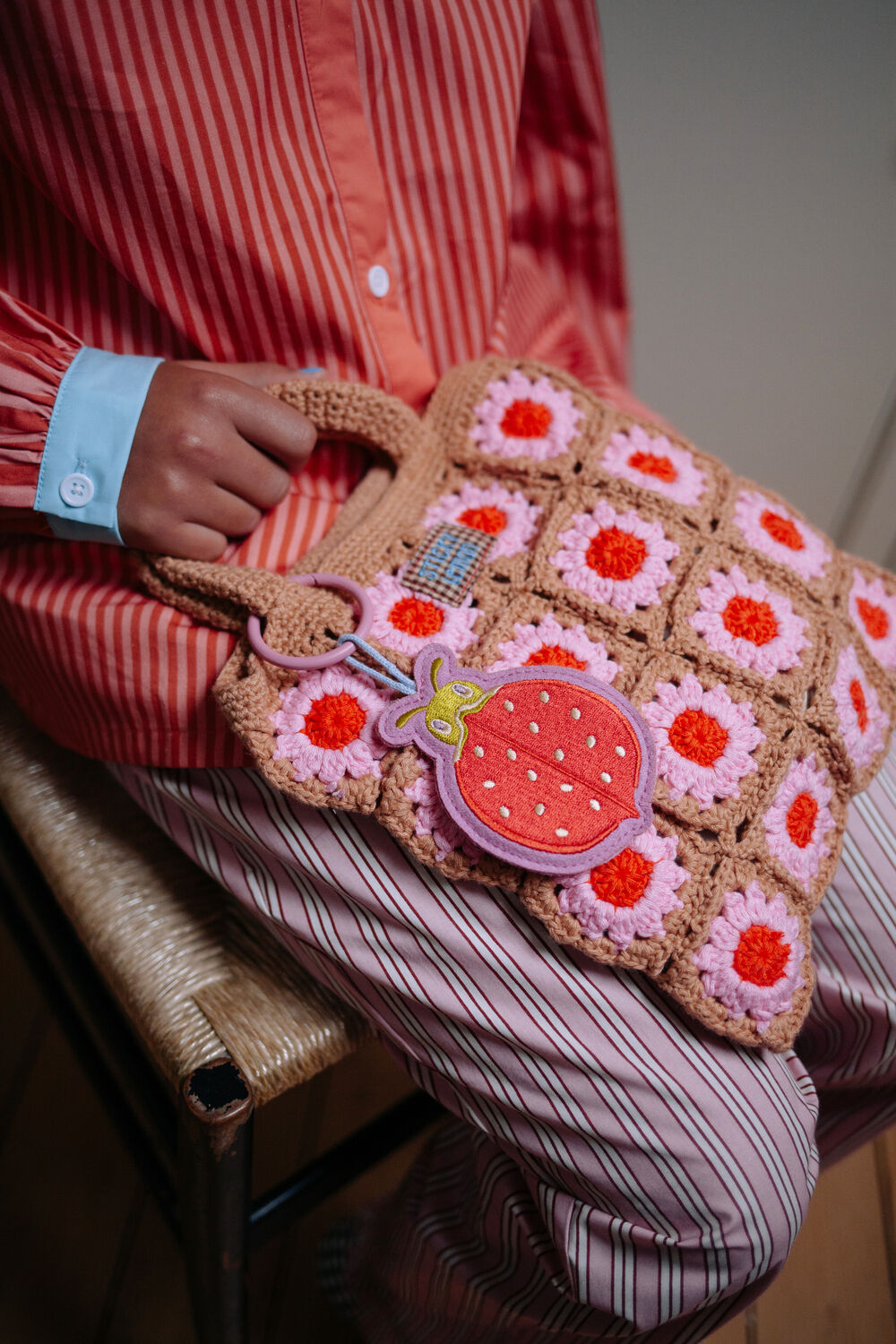 Orangene STICKY LEMON Handtasche CROCHET BAG - large