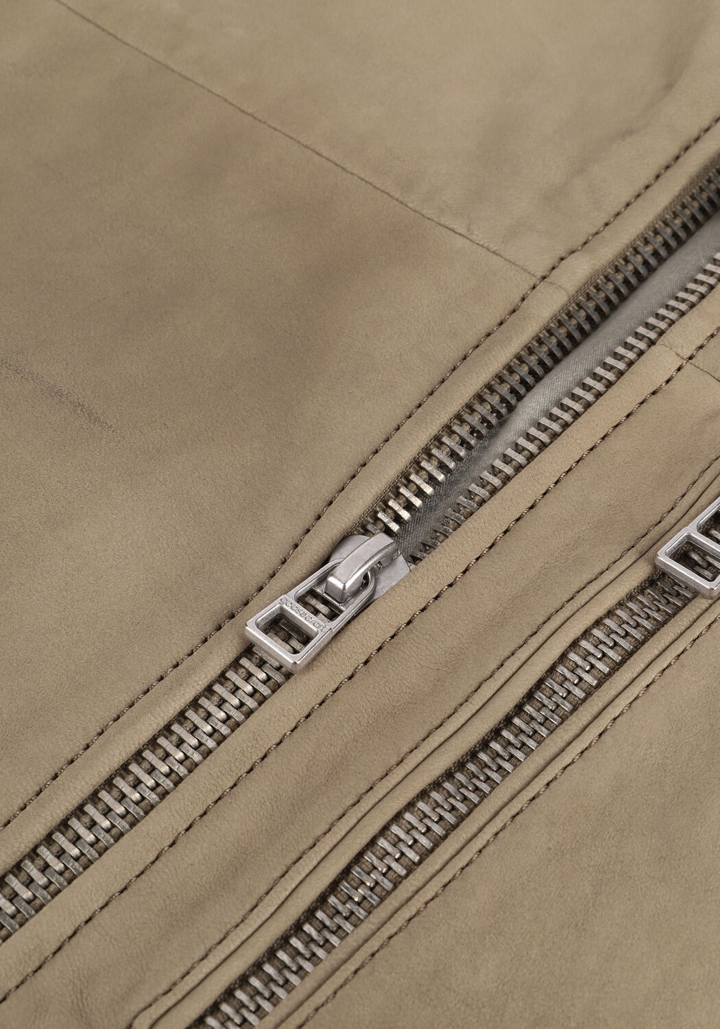 Beige GOOSECRAFT Lederjack GALLION BIKER - large