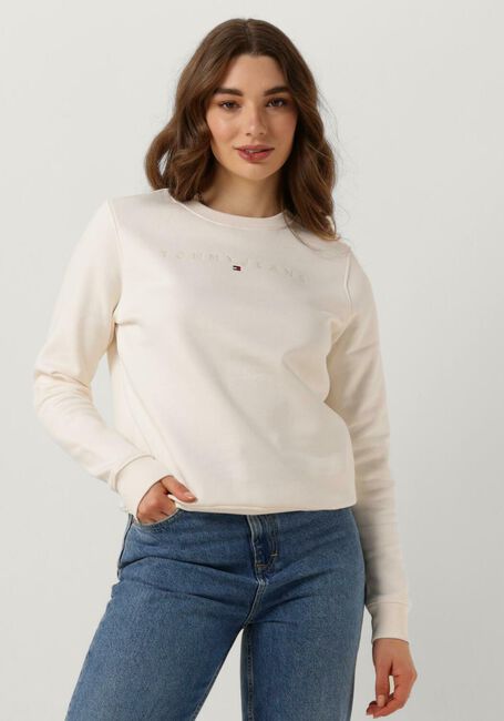 Weiße TOMMY JEANS Pullover TJW REG TONAL LINEAR CREW - large
