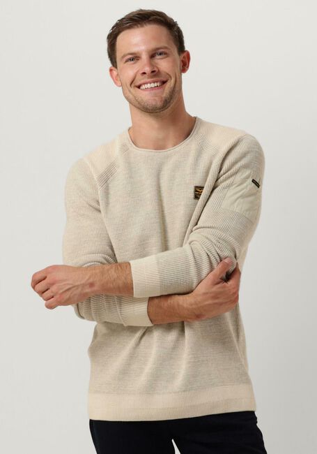 Beige PME LEGEND Pullover R-NECK COTTON RIB MELEE KNIT - large