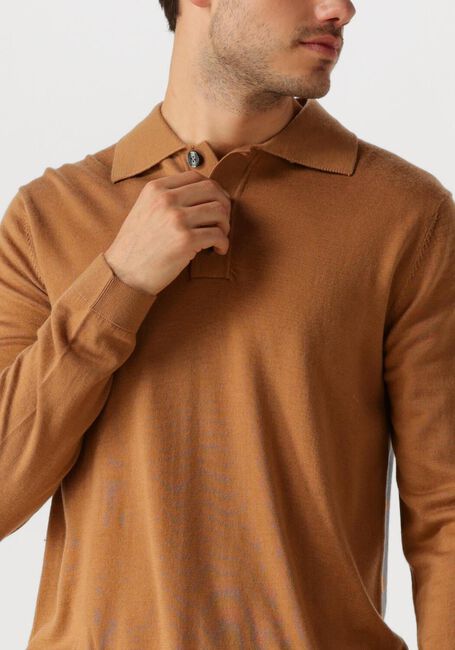 Camelfarbene SELECTED HOMME Pullover SLHTRAY LS KNIT MERINO POLO - large